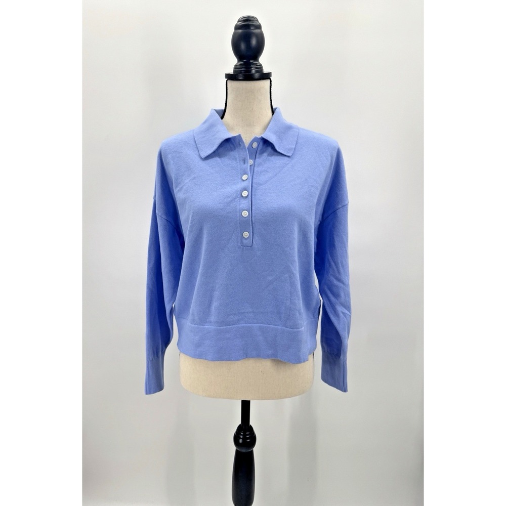 Old Navy Collared Blue Button Sweater Small Cotton Blend Cottage Coastal Casual